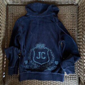 Navy blue Juicy Couture vintage velour zip up hoodie